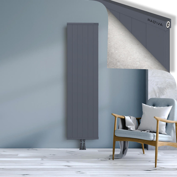 Rio Dekoratif Alüminyum Radyatör 1800x604 Antrasit Alt Orta 50mm