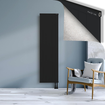 Rio Dekoratif Alüminyum Radyatör 1800x604 Siyah Alt Sağ 50mm
