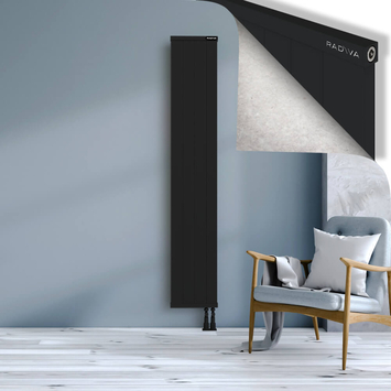 Rio Dekoratif Alüminyum Radyatör 1900x404 Siyah Alt Sağ 50mm
