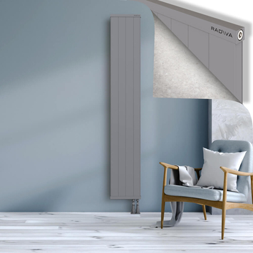 Rio Dekoratif Alüminyum Radyatör 2000x404 Gri Alt Sağ 50mm