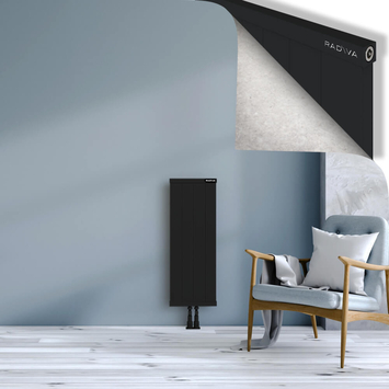 Rio Dekoratif Alüminyum Radyatör 900x404 Siyah Alt Orta 50mm