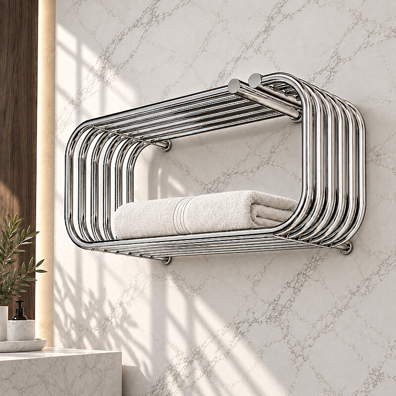 Santorini Decorative Towel Rail 700x330 Chrome