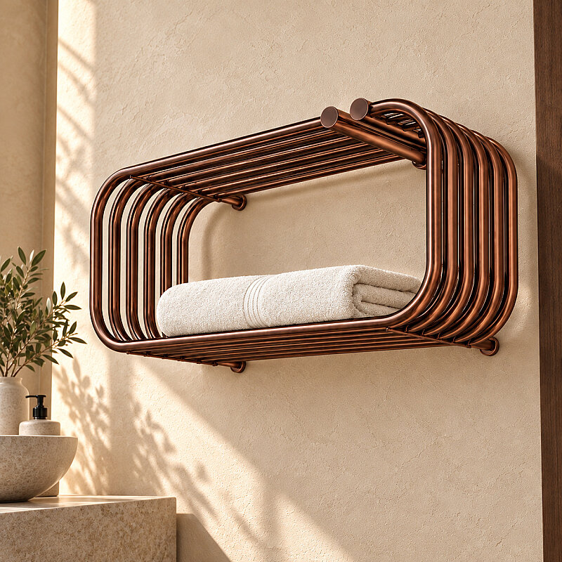 Santorini Decorative Towel Rail 700x330 Antique Copper