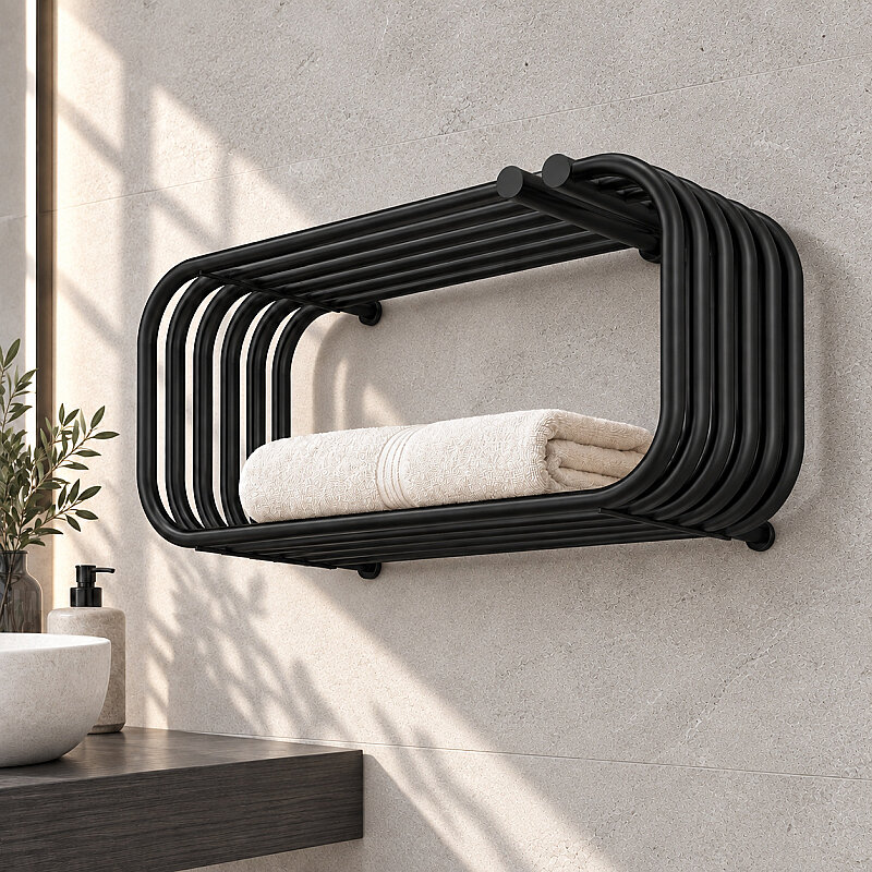 Santorini Decorative Towel Rail 700x330 Black