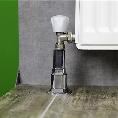 Single Radiator Tube Hiding Sleeve Square Locked Plastic Chrome - 4