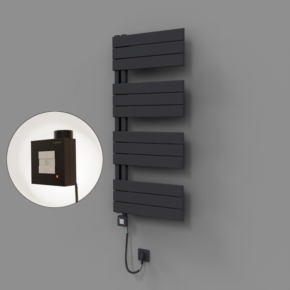 Sirius Dekoratif Elektrikli Havlupan 500x1150 Koyu Antrasit (KTX1 Termostat) 600W Spiral Kablolu - 1
