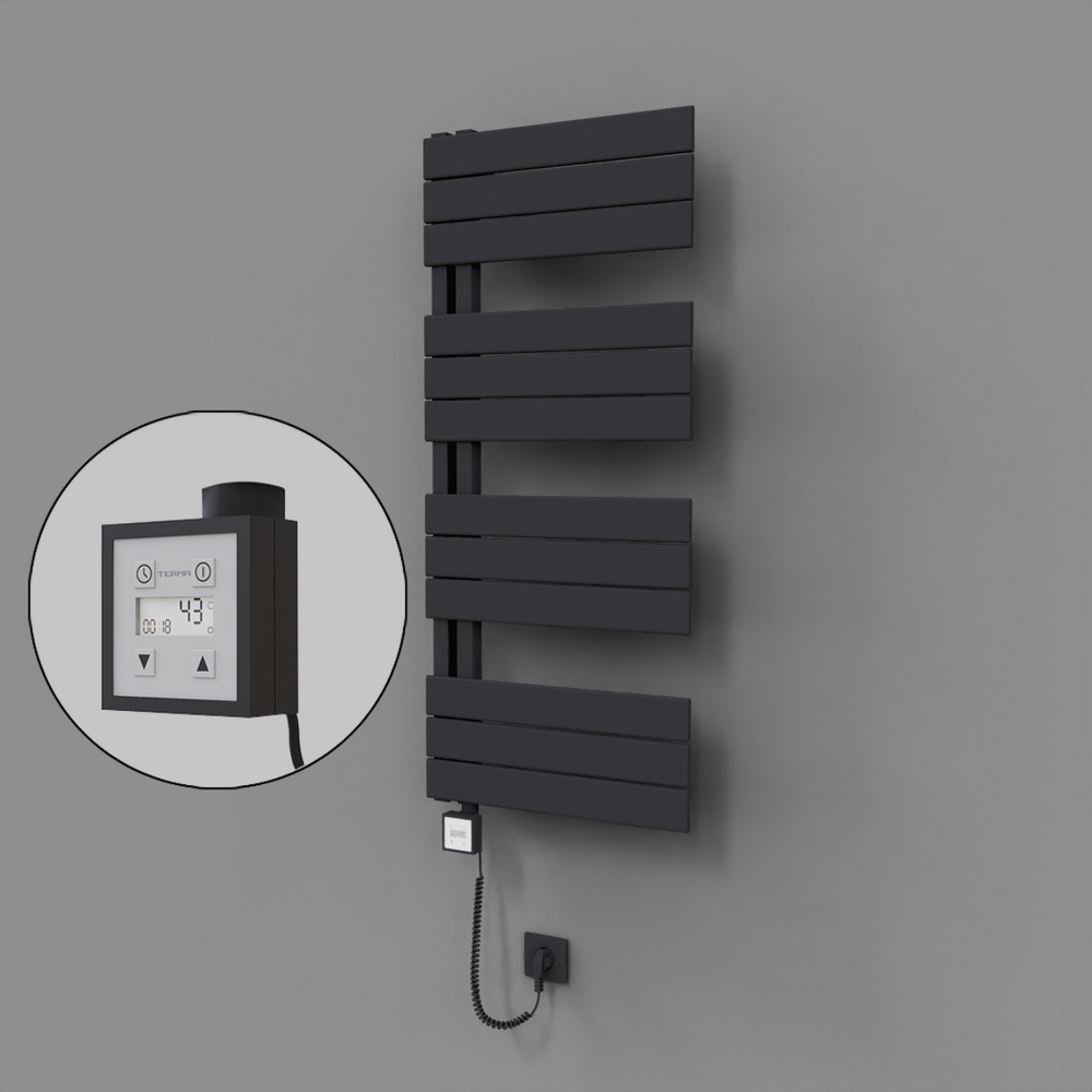 Sirius Dekoratif Elektrikli Havlupan 500x1150 Koyu Antrasit (KTX3 Termostat) 600W Spiral Kablolu - 1