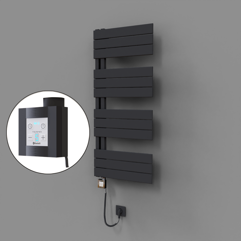 Sirius Dekoratif Elektrikli Havlupan 500x1150 Koyu Antrasit (KTX4 Termostat) 600W Spiral Kablolu - 1