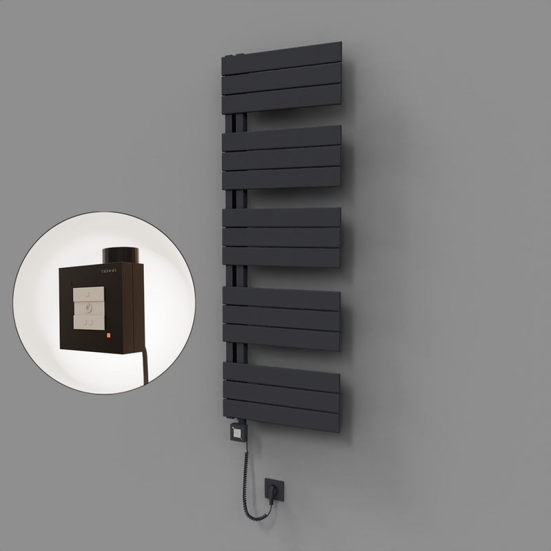 Sirius Dekoratif Elektrikli Havlupan 500x1400 Koyu Antrasit (KTX1 Termostat) 600W Spiral Kablolu 