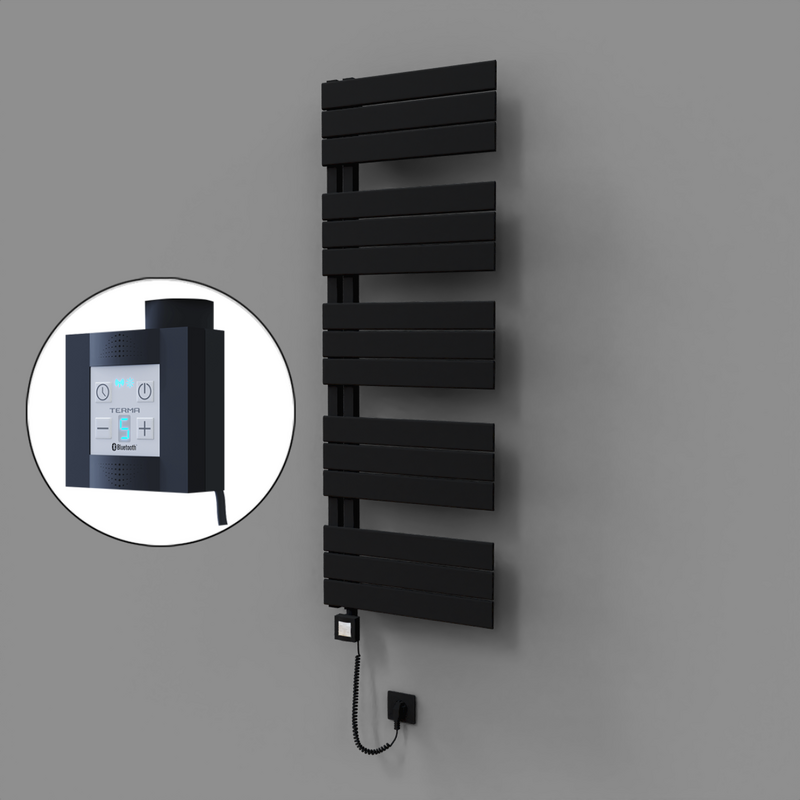 Sirius Dekoratif Elektrikli Havlupan 500x1400 Siyah (KTX4 Termostat) 600W Spiral Kablolu 