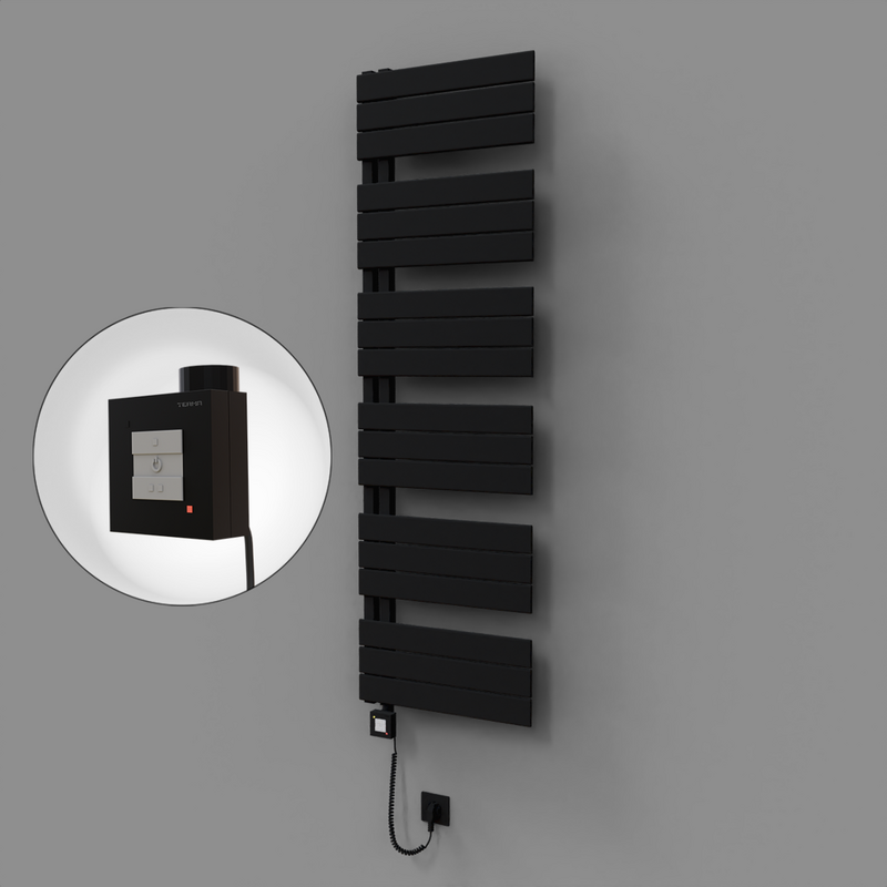 Sirius Dekoratif Elektrikli Havlupan 500x1640 Siyah (KTX1 Termostat) 1000W Spiral Kablolu 