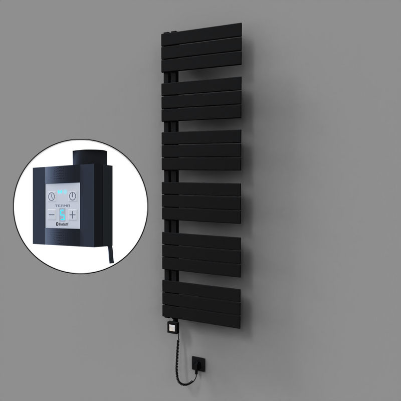 Sirius Dekoratif Elektrikli Havlupan 500x1640 Siyah (KTX4 Termostat) 1000W Spiral Kablolu 