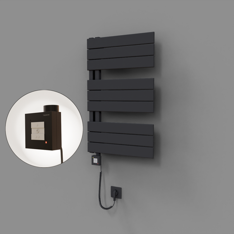 Sirius Dekoratif Elektrikli Havlupan 500x800 Koyu Antrasit (KTX1 Termostat) 300W Spiral Kablolu 