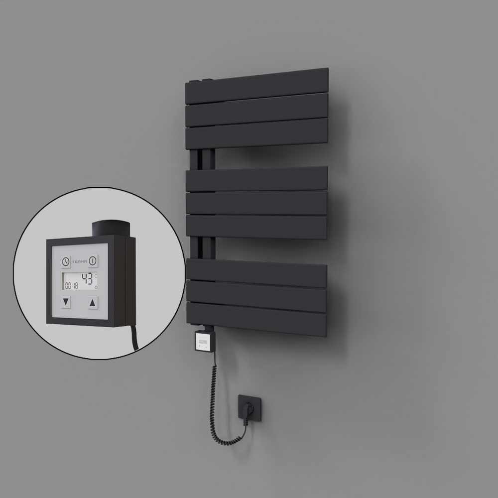 Sirius Dekoratif Elektrikli Havlupan 500x800 Koyu Antrasit (KTX3 Termostat) 300W Spiral Kablolu - 1