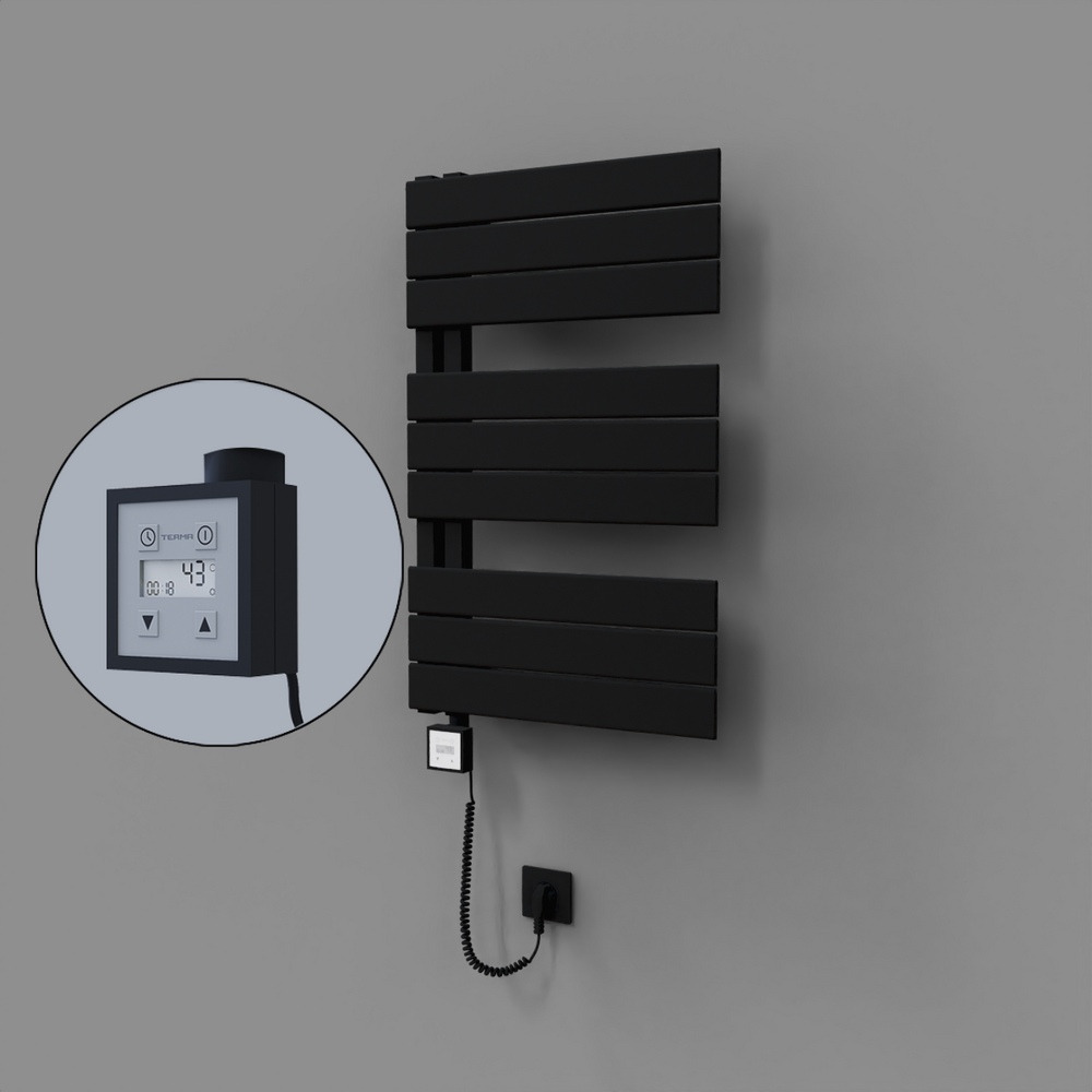 Sirius Dekoratif Elektrikli Havlupan 500x800 Siyah (KTX3 Termostat) 300W Spiral Kablolu - 1