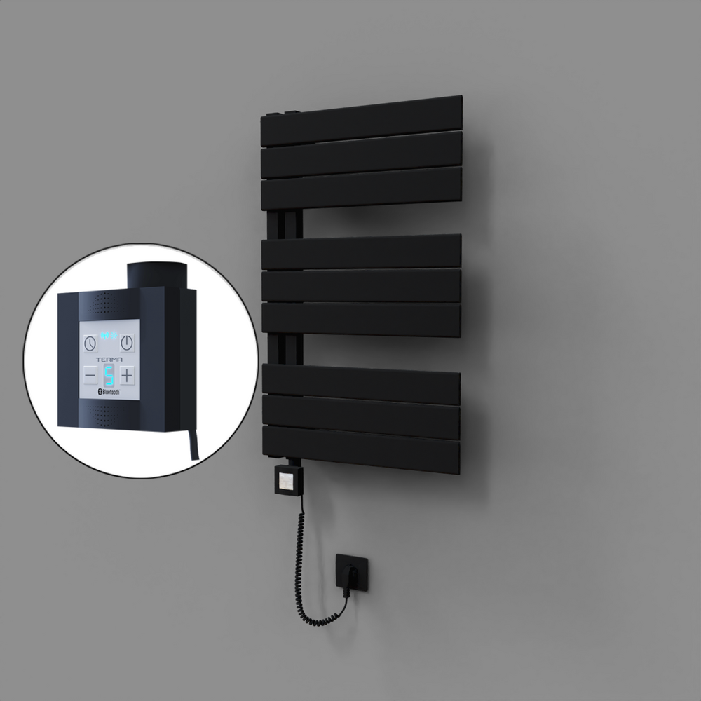 Sirius Dekoratif Elektrikli Havlupan 500x800 Siyah (KTX4 Termostat) 300W Spiral Kablolu - 1