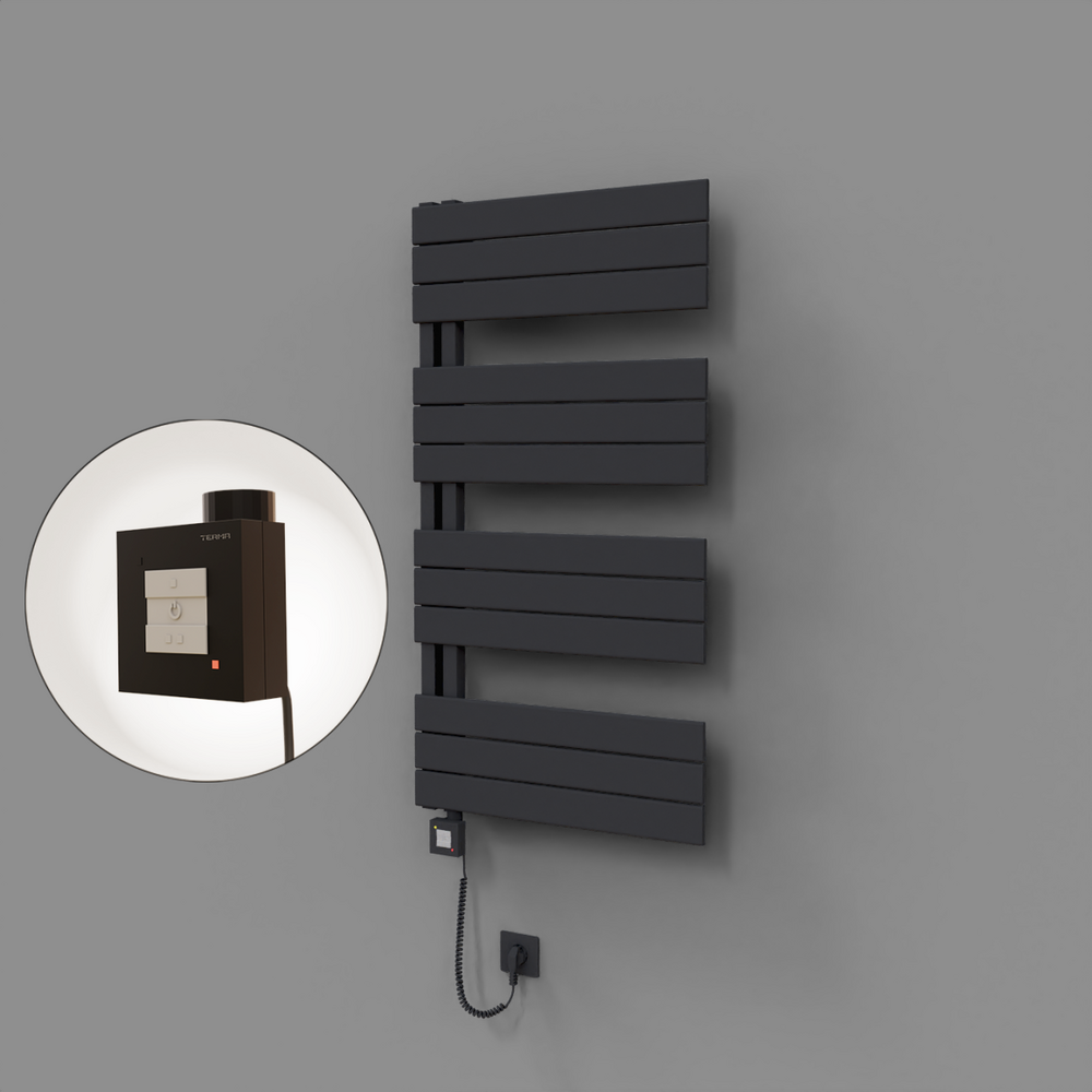 Sirius Dekoratif Elektrikli Havlupan 600x1150 Koyu Antrasit (KTX1 Termostat) 600W Spiral Kablolu - 1