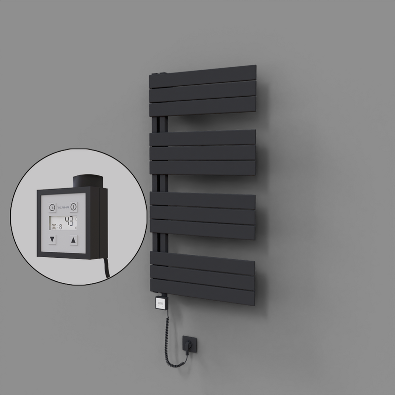 Sirius Dekoratif Elektrikli Havlupan 600x1150 Koyu Antrasit (KTX3 Termostat) 600W Spiral Kablolu 