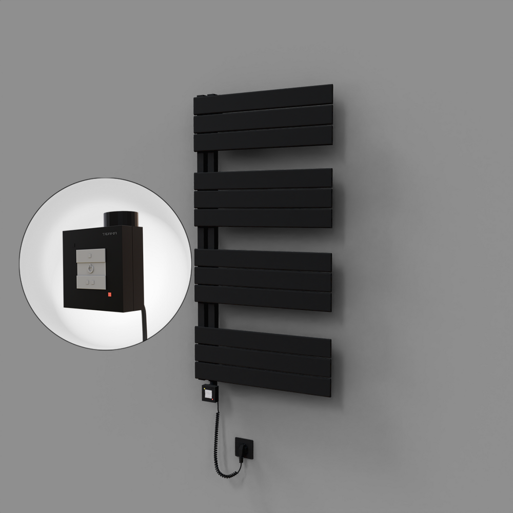 Sirius Dekoratif Elektrikli Havlupan 600x1150 Siyah (KTX1 Termostat) 600W Spiral Kablolu - 1