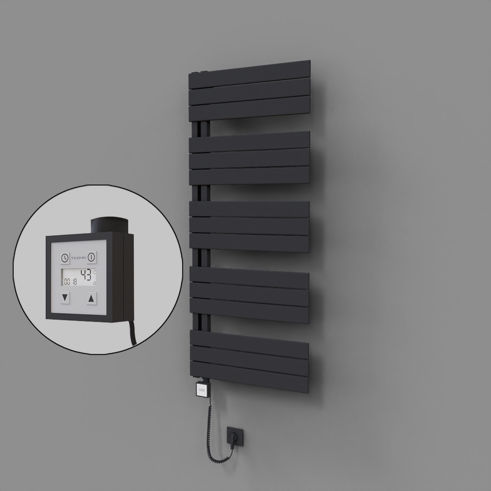 Sirius Dekoratif Elektrikli Havlupan 600x1400 Koyu Antrasit (KTX3 Termostat) 1000W Spiral Kablolu - 1