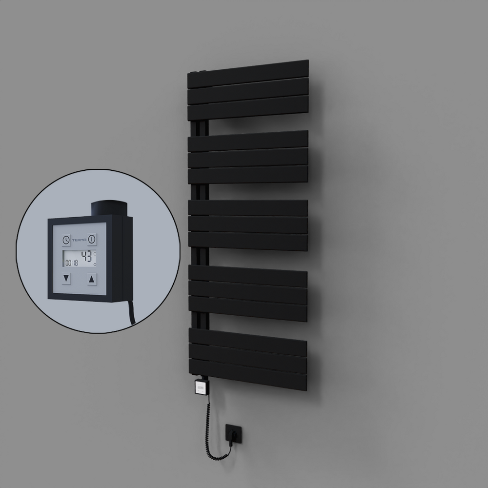Sirius Dekoratif Elektrikli Havlupan 600x1400 Siyah (KTX3 Termostat) 1000W Spiral Kablolu - 1