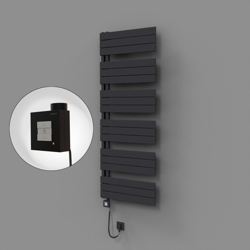 Sirius Dekoratif Elektrikli Havlupan 600x1640 Koyu Antrasit (KTX1 Termostat) 1000W Spiral Kablolu 