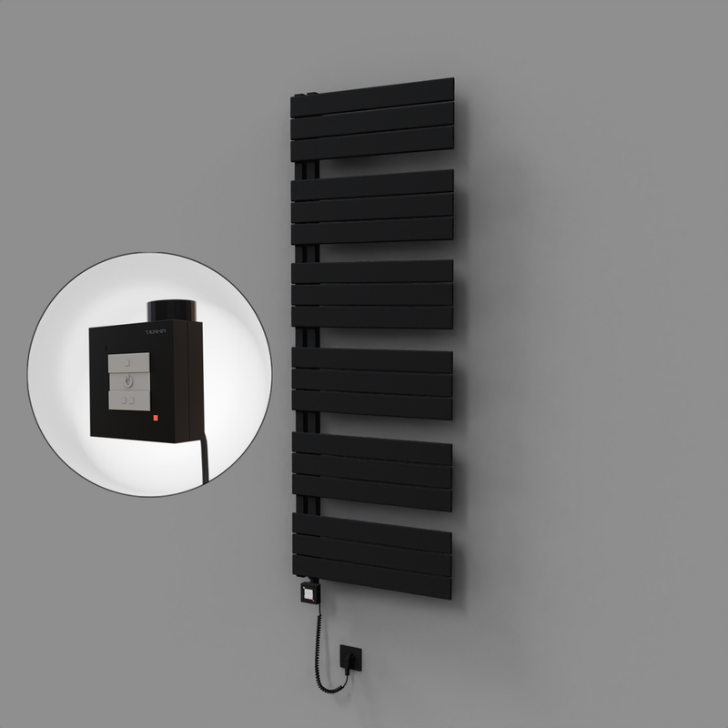 Sirius Dekoratif Elektrikli Havlupan 600x1640 Siyah (KTX1 Termostat) 1000W Spiral Kablolu 