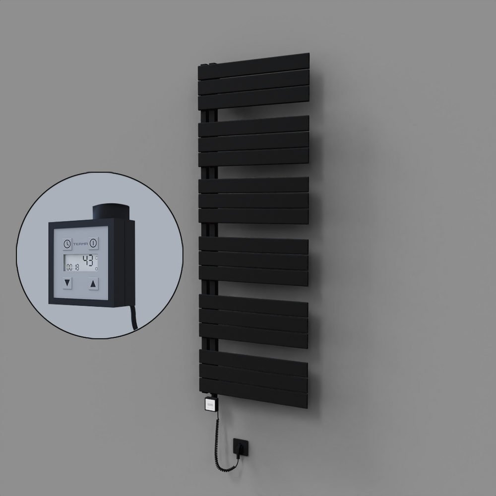 Sirius Dekoratif Elektrikli Havlupan 600x1640 Siyah (KTX3 Termostat) 1000W Spiral Kablolu - 1