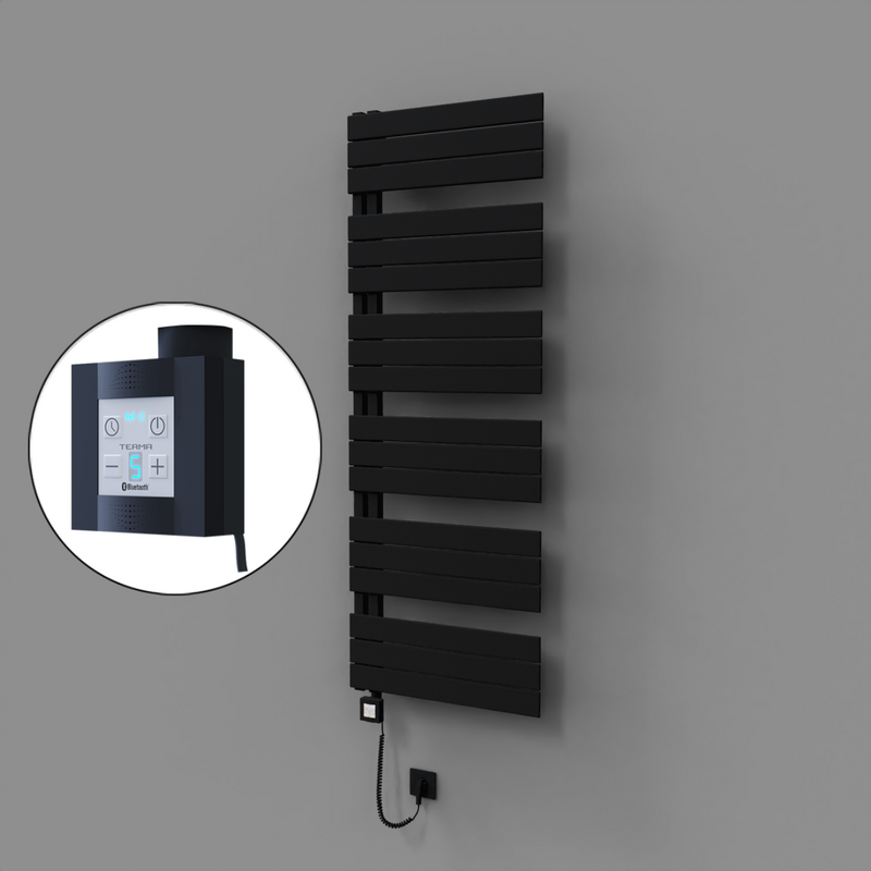 Sirius Dekoratif Elektrikli Havlupan 600x1640 Siyah (KTX4 Termostat) 1000W Spiral Kablolu 