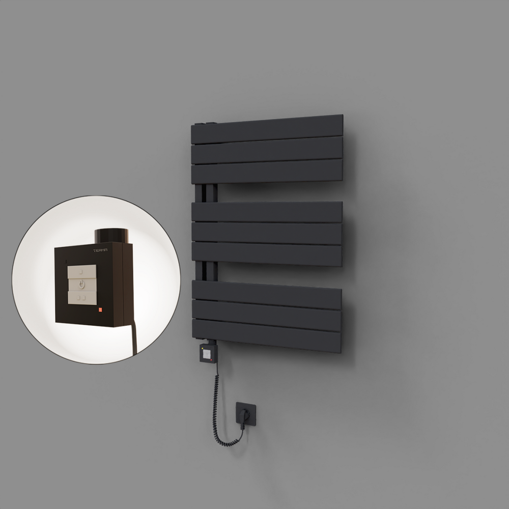 Sirius Dekoratif Elektrikli Havlupan 600x800 Koyu Antrasit (KTX1 Termostat) 600W Spiral Kablolu - 1