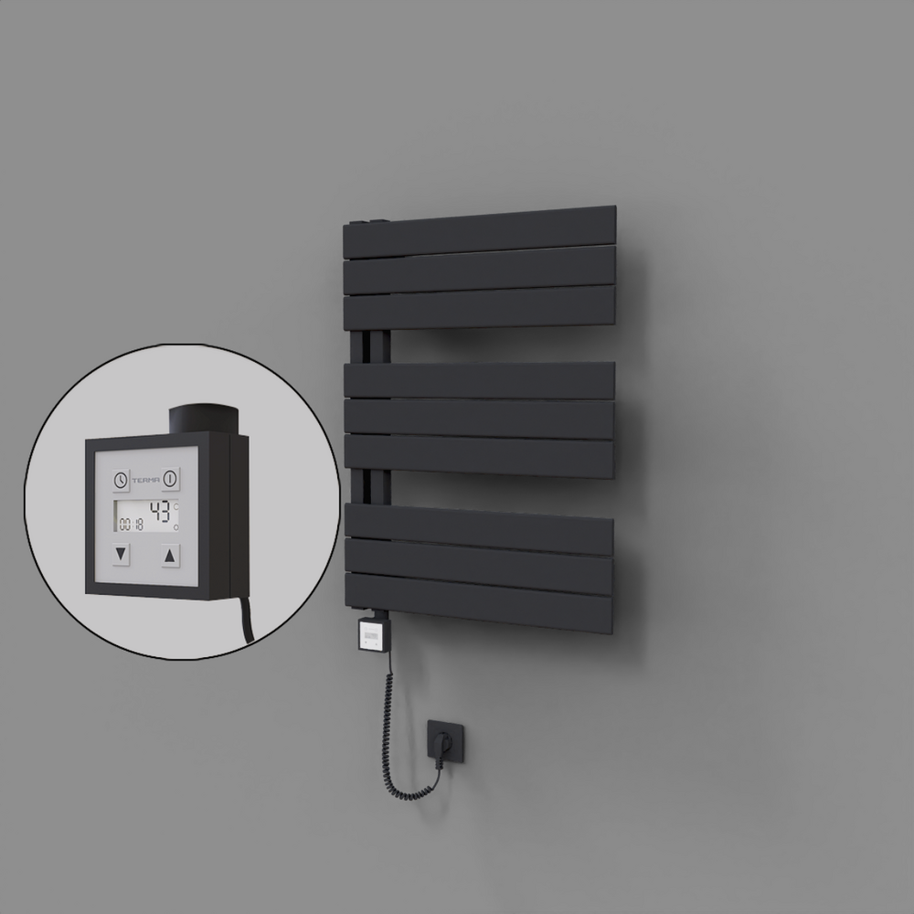 Sirius Dekoratif Elektrikli Havlupan 600x800 Koyu Antrasit (KTX3 Termostat) 600W Spiral Kablolu - 1