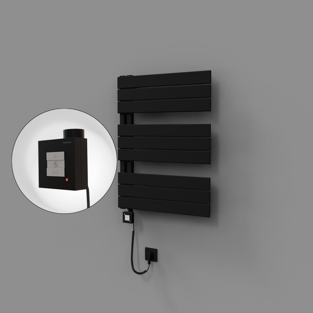 Sirius Dekoratif Elektrikli Havlupan 600x800 Siyah (KTX1 Termostat) 600W Spiral Kablolu - 1