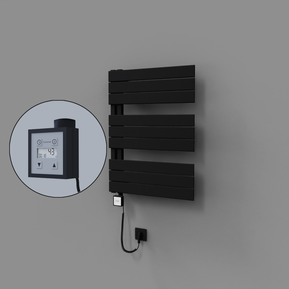 Sirius Dekoratif Elektrikli Havlupan 600x800 Siyah (KTX3 Termostat) 600W Spiral Kablolu - 1