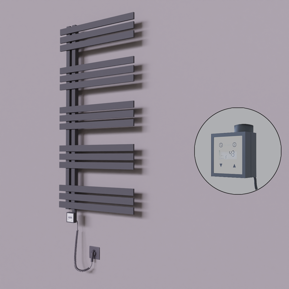 Thames Dekoratif Elektrikli Havlupan 500x1200 Koyu Antrasit (KTX3 Termostat) 600W Spiral Kablolu - 1