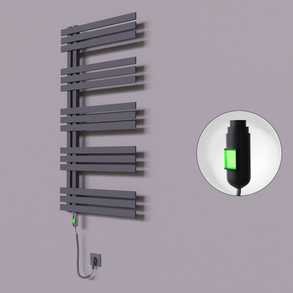 Thames Dekoratif Elektrikli Havlupan 500x1200 Koyu Antrasit (On/Off Düğmeli) 600W - 1
