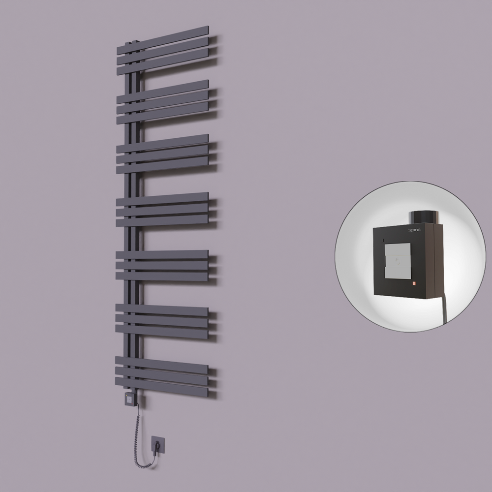Thames Dekoratif Elektrikli Havlupan 500x1800 Koyu Antrasit (KTX1 Termostat) 1000W Spiral Kablolu - 1