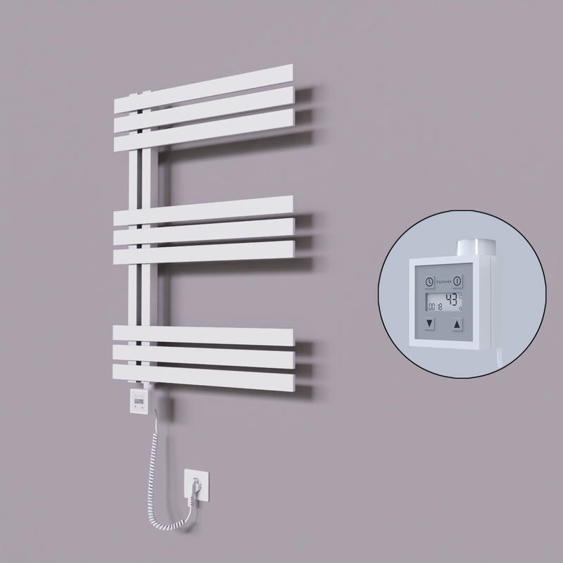 Thames Dekoratif Elektrikli Havlupan 500x800 Beyaz (KTX3 Termostat) 300W Spiral Kablolu 