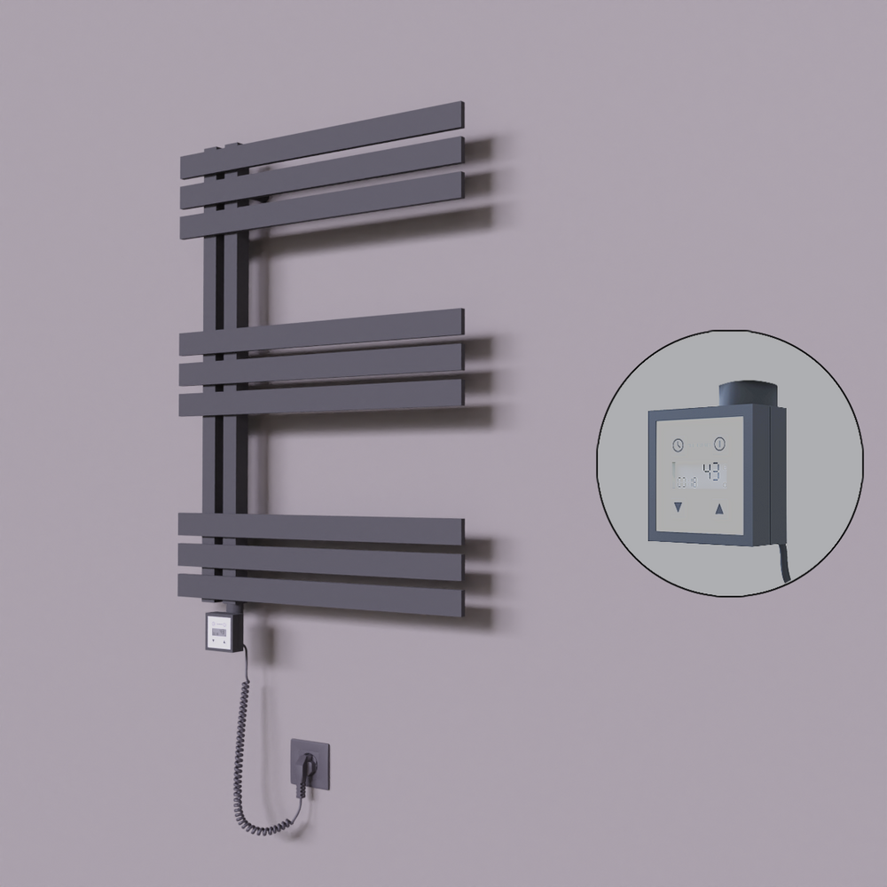 Thames Dekoratif Elektrikli Havlupan 500x800 Koyu Antrasit (KTX3 Termostat) 300W Spiral Kablolu - 1