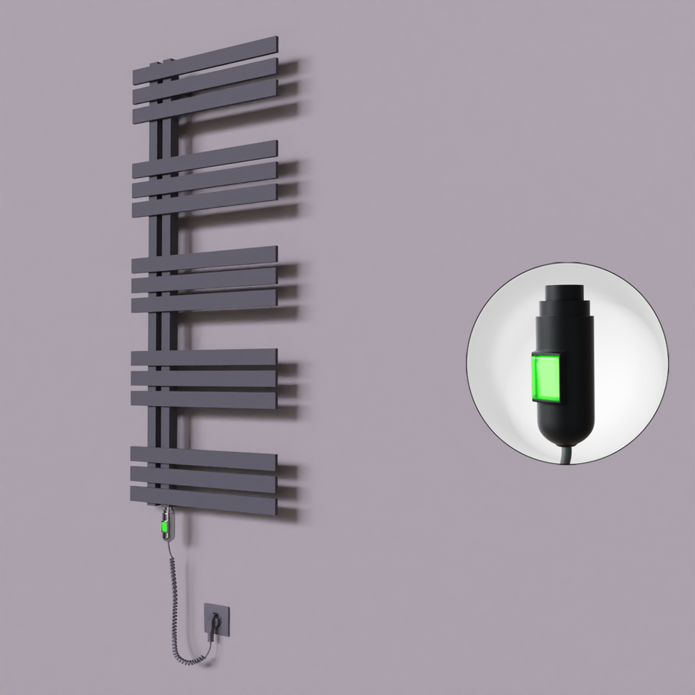 Thames Dekoratif Elektrikli Havlupan 600x1200 Koyu Antrasit (On/Off Düğmeli) 600W - 1