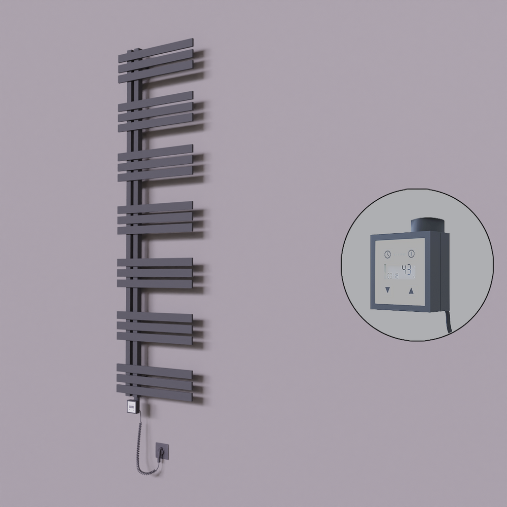 Thames Dekoratif Elektrikli Havlupan 600x1800 Koyu Antrasit (KTX3 Termostat) 1000W Spiral Kablolu - 1
