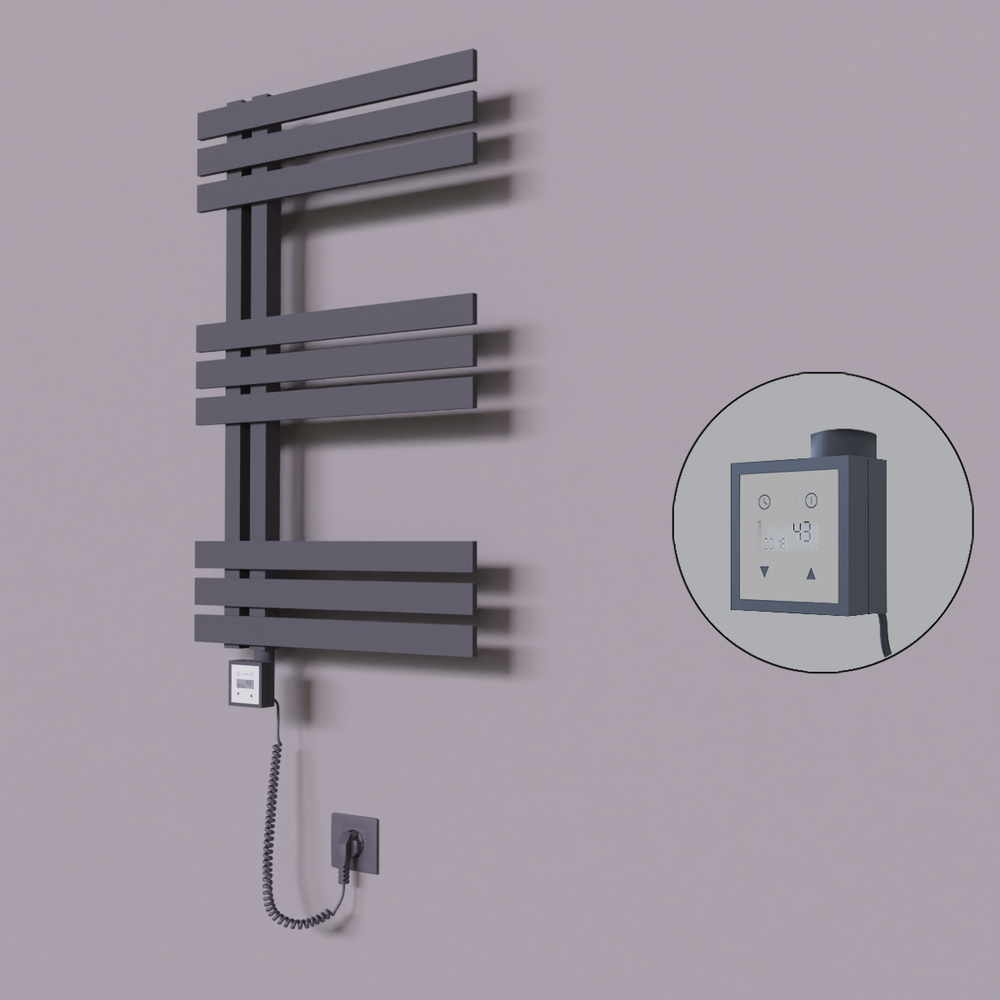 Thames Dekoratif Elektrikli Havlupan 600x800 Koyu Antrasit (KTX3 Termostat) 300W Spiral Kablolu - 1