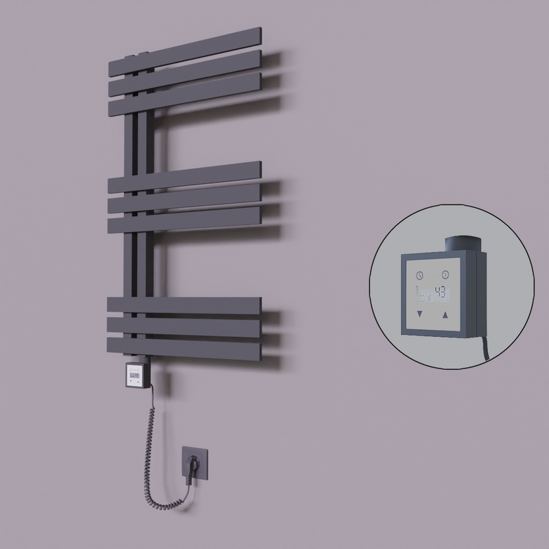 Thames Dekoratif Elektrikli Havlupan 600x800 Koyu Antrasit (KTX3 Termostat) 300W Spiral Kablolu 