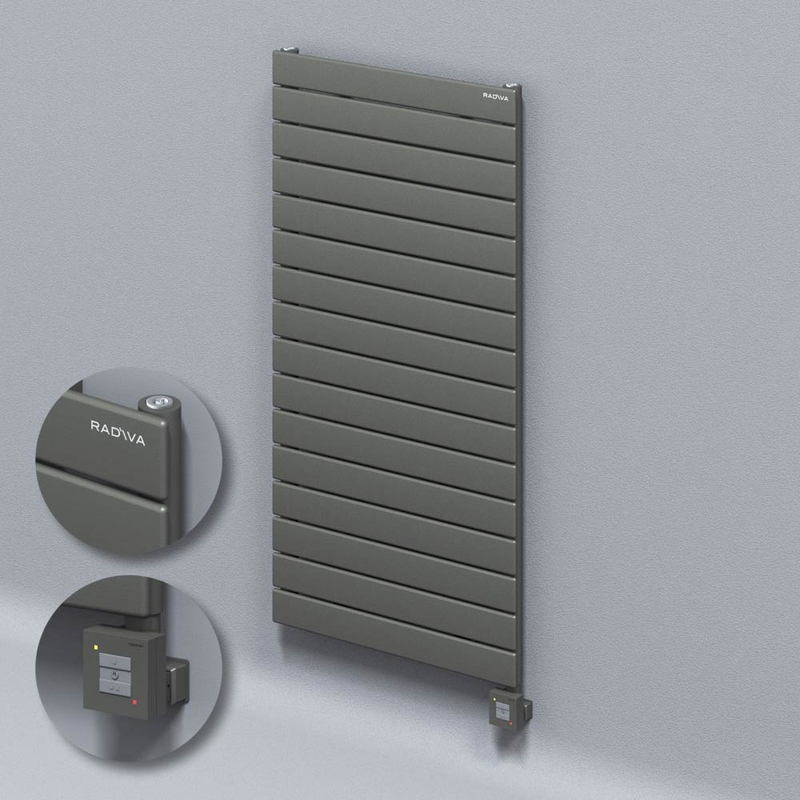 Tip 10H Elektrikli Çelik Dekoratif Radyatör 1180x600 Antrasit (KTX1 Termostat) 1000W 