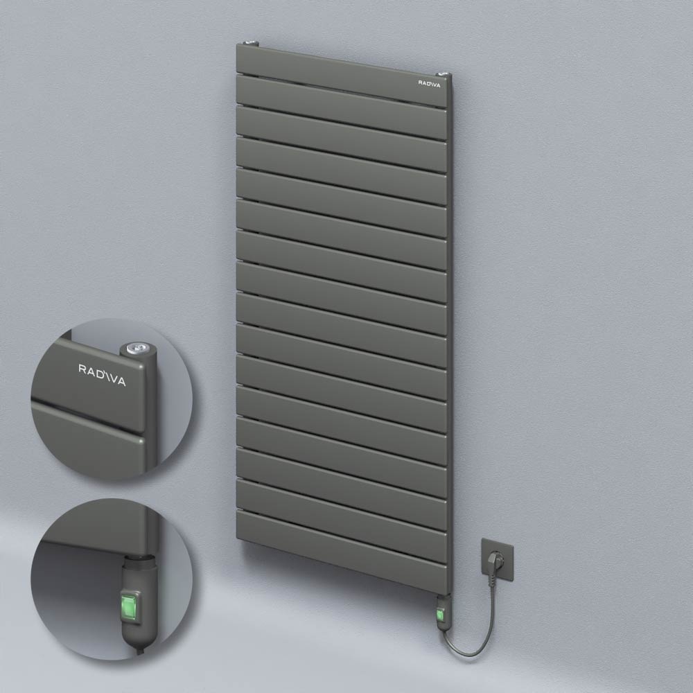 Tip 10H Elektrikli Çelik Dekoratif Radyatör 1180x600 Antrasit (On/Off Düğmeli) 900W - 1