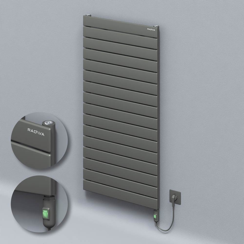 Tip 10H Elektrikli Çelik Dekoratif Radyatör 1180x600 Antrasit (On/Off Düğmeli) 900W 