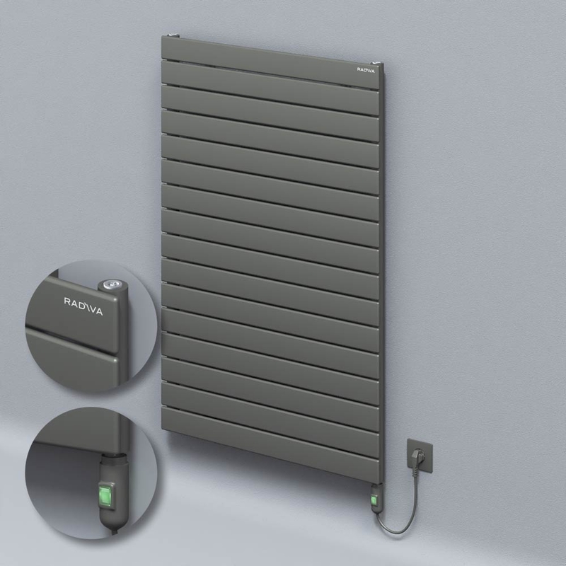 Tip 10H Elektrikli Çelik Dekoratif Radyatör 1180x800 Antrasit (On/Off Düğmeli) 1200W 