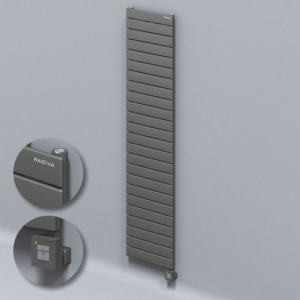 Tip 10H Elektrikli Çelik Dekoratif Radyatör 1772x400 Antrasit (KTX1 Termostat) 1000W - 1
