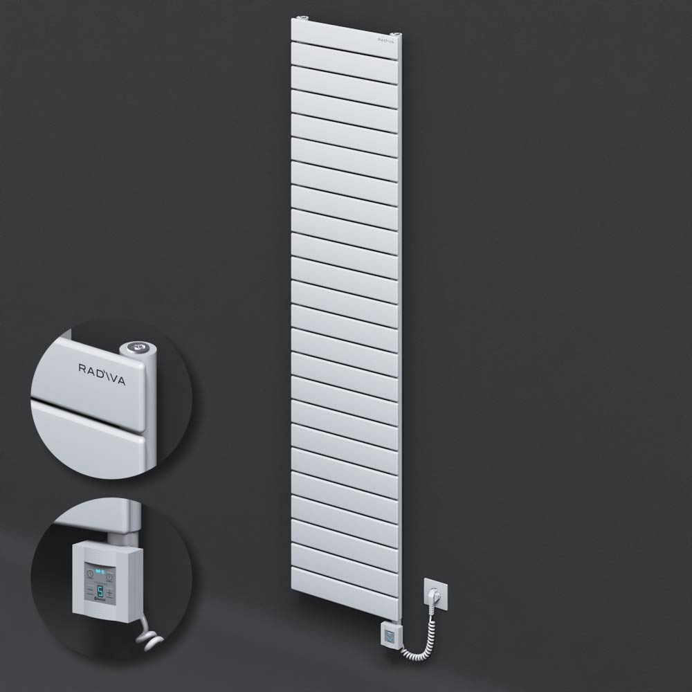 Tip 10H Elektrikli Çelik Dekoratif Radyatör 1772x400 Beyaz (KTX4 Termostat) 1000W Spiral Kablolu - 1
