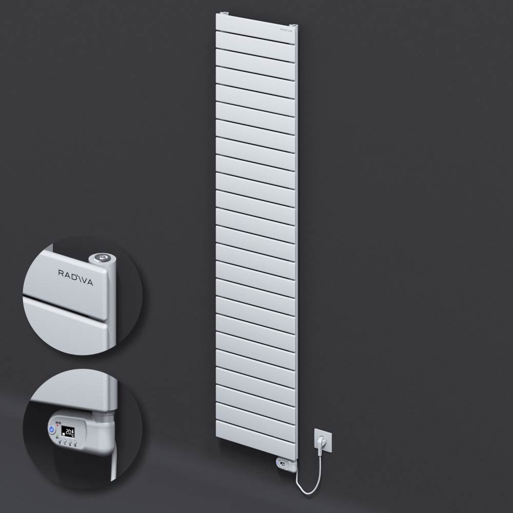 Tip 10H Elektrikli Çelik Dekoratif Radyatör 1772x400 Beyaz (Thesis Termostat) 900W - 1