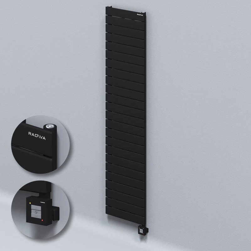 Tip 10H Elektrikli Çelik Dekoratif Radyatör 1772x400 Siyah (KTX1 Termostat) 1000W 
